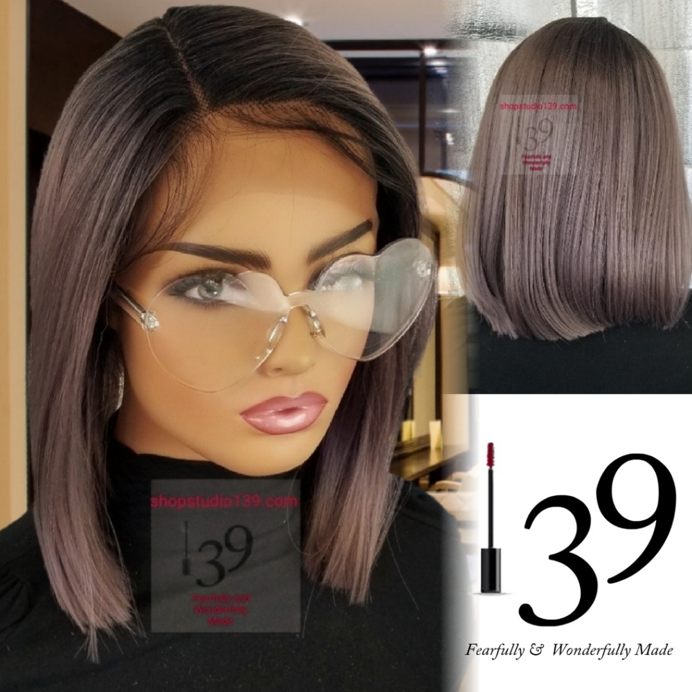 Mauve human  hair lace front  wig